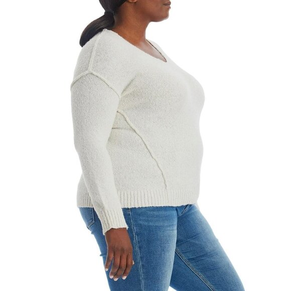 NWT Adyson Parker Plus Cozy V-Neck Soft Knit Inverted Seam Pullover Sweater - Picture 3 of 10